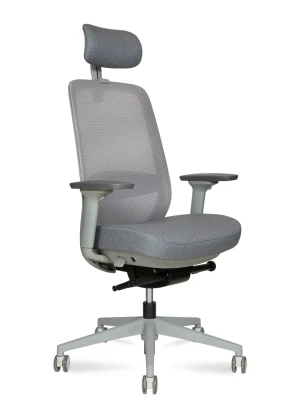 Кресло для персонала Norden Рум грэй / Room grey OL-AHS grey серая сетка, серая ткань, сиденье слайдер